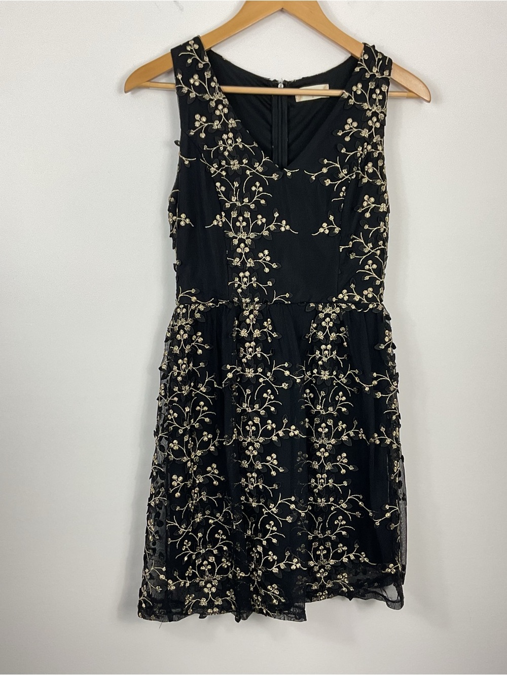 Altar’d State Jane Black & Gold Floral Lace Dress Womens Size Small